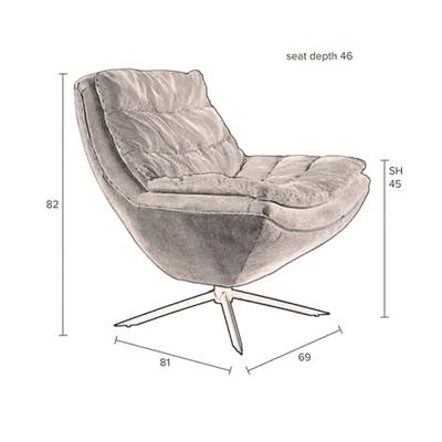 Dutchbone Draaifauteuil 'Vince' Rib, kleur Beige Dutchbone Draaifauteuil 'Vince' Rib, kleur Beige