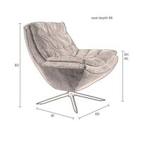 Dutchbone Draaifauteuil 'Vince' Rib, kleur Beige - thumbnail
