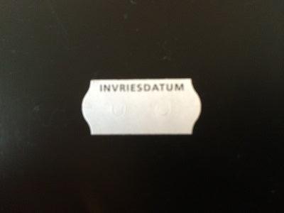 Etiket 2612 diepvries INVRIESDATUM Etiket 2612 diepvries INVRIESDATUM