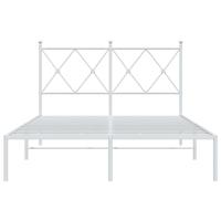 Bedframe met hoofdbord metaal wit 120x200 cm - thumbnail
