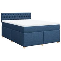 Boxspring met matras stof blauw 140x200 cm - thumbnail