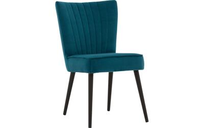 Goossens Eetkamerstoel Rob blauw velvet stof leuning, urban industrieel