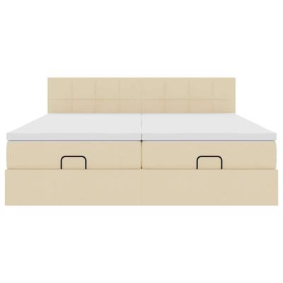 Ottoman bed met matrassen 180x200cm stof crèmekleurig