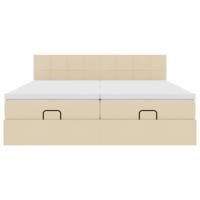 Ottoman bed met matrassen 180x200cm stof crèmekleurig - thumbnail
