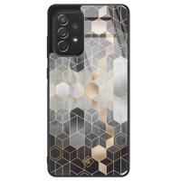 Samsung Galaxy A72 glazen hardcase - Grey cubes - thumbnail