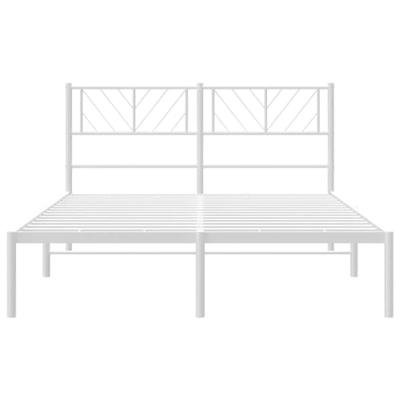 Bedframe met hoofdbord metaal wit 120x190 cm