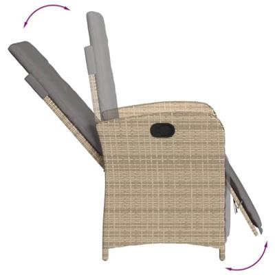 Tuinstoelen 2 st verstelbaar voetensteun poly rattan beige mix - thumbnail