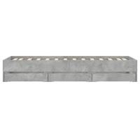 Bedframe met lades bewerkt hout betongrijs 75x190 cm - thumbnail