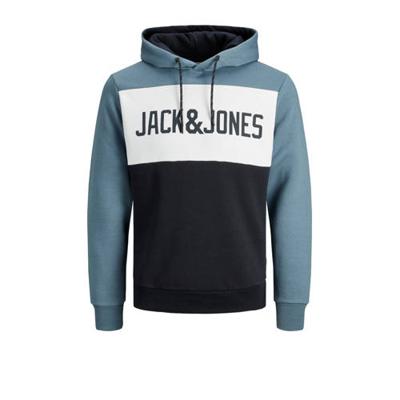JACK & JONES ESSENTIALS regular fit hoodie blauw JACK & JONES ESSENTIALS regular fit hoodie blauw