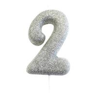 Nummerkaars '3' Glitter Zilver - thumbnail