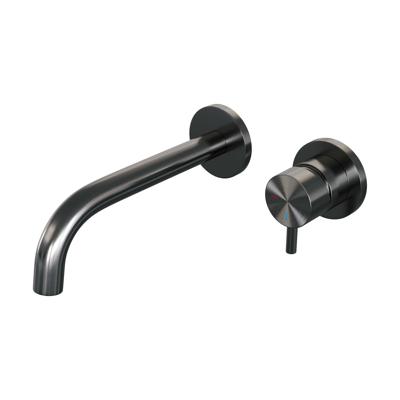 Gunmetal Edition inbouw wastafelmengkraan, gebogen uitloop, rozetten B1 gunmetal geborsteld PVD