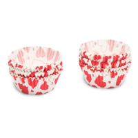 Patisse Papieren Cupcake Bakjes Hartjes 5 cm 200 Stuks Wit/Rood - thumbnail