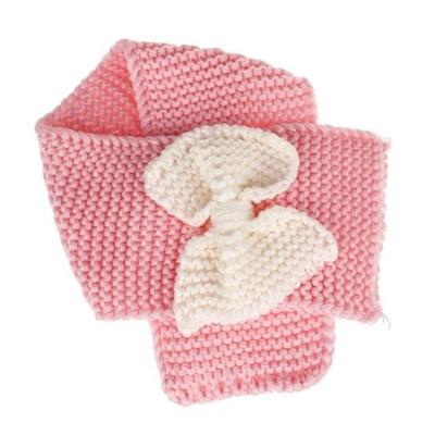 Herfst winter meisjes warme gebreide bowknot sjaals (roze)