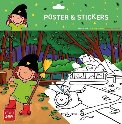 Kleurposter Heksje Mimi in het bos Kleurposter Heksje Mimi in het bos