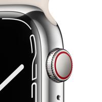 Apple Watch Series 7 (GPS + Cellular, 45mm) Smartwatch, Edelstahlgehäuse Silber, Sportarmband Sternenlicht - Regular. Fitnesstracker, Blutsauerstoff und EKGApps, Always-On Retina Display, Wasserschutz - thumbnail