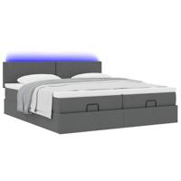 vidaXL Ottoman bed met matrassen en LED's 200x200cm stof donkergrijs, bedframe, ottoman bedframe, bedframe met opbergruimte onder het bed - thumbnail
