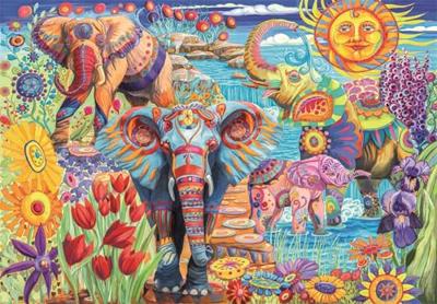 Clementoni legpuzzel kunstwerken olifanten carnaval, 500st. - thumbnail