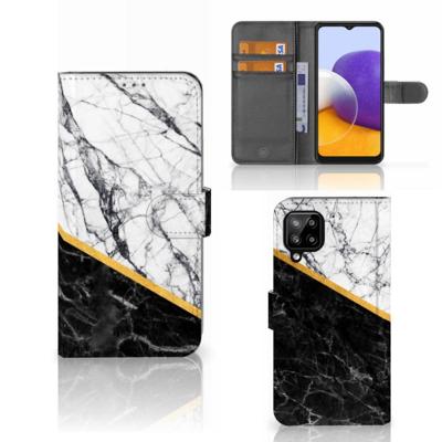 Samsung Galaxy A22 4G | M22 | Bookcase | Marmer Wit Zwart - Origineel Cadeau Man