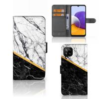 Samsung Galaxy A22 4G | M22 | Bookcase | Marmer Wit Zwart - Origineel Cadeau Man - thumbnail