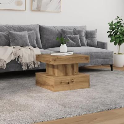 Salontafel met LED-verlichting 50x50x40cm artisanaal eikenkleur