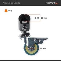 Walimex pro Statiefwielen, Pro 3-delige set, statiefwielen, volledig metaal, wielen 50 mm diameter, met rubberen loopvlak en rem, voor statiefpoten met 18-23 mm diameter, voor lichtlampen en - thumbnail