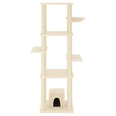 VidaXL Kattenmeubel met sisal krabpalen 154 cm crèmekleurig - thumbnail
