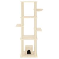 VidaXL Kattenmeubel met sisal krabpalen 154 cm crèmekleurig - thumbnail