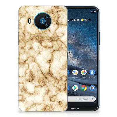 Nokia 8.3 | TPU | Siliconen hoesje | Marmer Goud Nokia 8.3 | TPU | Siliconen hoesje | Marmer Goud