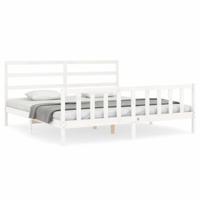 Bedframe zonder matras massief grenenhout wit 200x200 cm - thumbnail