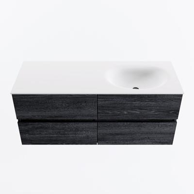 MONDIAZ VICA 120cm badmeubel onderkast Antracite 4 lades. Wastafel MOON rechts 1 kraangat, kleur Talc.