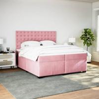 Boxspring met matras fluweel roze 200x200 cm - thumbnail