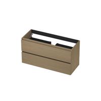 INK - Onderkast 2 Laden Greeploos met Houten Keerlijst - 1000x400x520 Mm - Olijf Eiken - thumbnail
