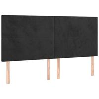 Bedframe met hoofdeinde fluweel zwart 180x200 cm - thumbnail