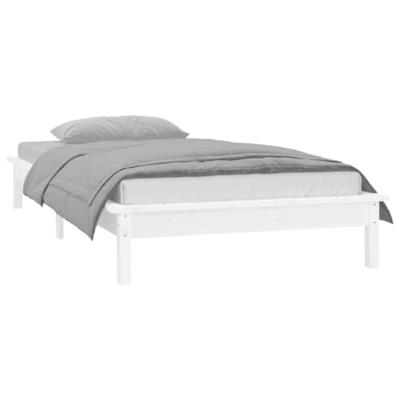 Bedframe LED massief hout wit 75x190 cm 2FT6