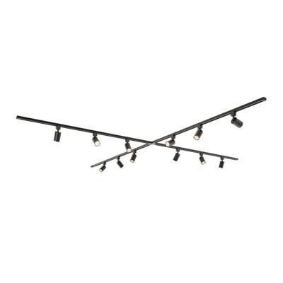 Taros Railverlichting Pakket - X-vorm - 4x 1,5m rail - 12 railspots - Incl. RGBWW GU10 - IP20 - Modulair - 230V