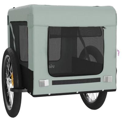 VidaXL Hondenfietstrailer oxfordstof en ijzer grijs en zwart - thumbnail