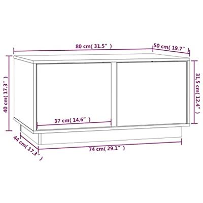 Salontafel 80x50x40 cm massief grenenhout wit