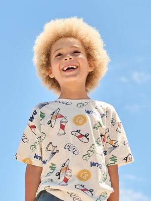 T-shirt jongens korte mouwen ecru T-shirt jongens korte mouwen ecru