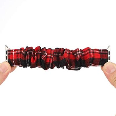 Elastisch scrunchie nylon bandje - Rood / Zwart - Geschikt voor Apple Watch 44mm / 45mm / 46mm / 49mm