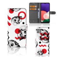 Telefoonhoesje met Naam Samsung Galaxy A22 5G Skull Red - thumbnail