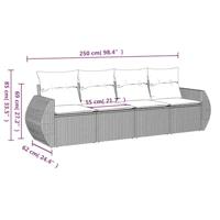 4-delige Loungeset met kussens poly rattan lichtgrijs - thumbnail