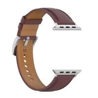 By Qubix - Luxe leren bandje - Donkerbruin - Compatible met Apple Watch 44mm / 45mm / 46mm / 49mm - Compatible Apple watch bandjes - thumbnail