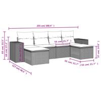 6-delige Loungeset met kussens poly rattan zwart - thumbnail