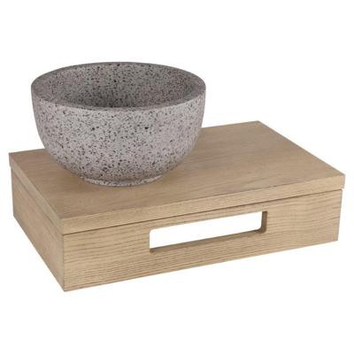 Differnz fonteinset - 40x21x10cm - Rechthoek - 0 kraangaten - grijs/grof terazzo waskom - Hout licht eiken SW642466 / SW794604 Differnz fonteinset - 40x21x10cm - Rechthoek - 0 kraangaten - grijs/grof terazzo waskom - Hout licht eiken SW642466 / SW794604