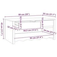 Salontafel Drammen Wit 99 x 55 x 45 cm Massief grenenhout - thumbnail