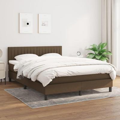 Boxspring met matras stof donkerbruin 140x200 cm - thumbnail