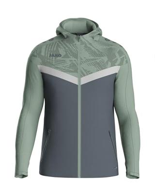 JAKO 6824 Jas Met Kap Iconic - Anthra Light/Mintgroen/Zachtgrijs - 4XL