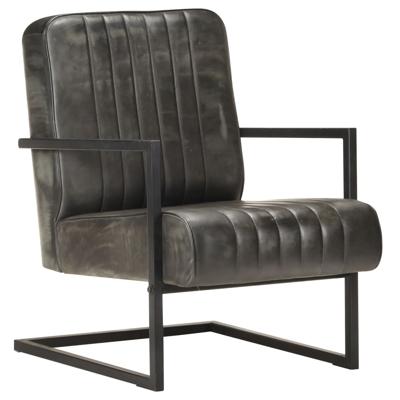 Fauteuil echt leer verweerd grijs