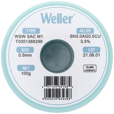 Weller WSW SAC M1 Soldeertin, loodvrij Spoel Sn3,0Ag0,5Cu 100 g 0.5 mm Weller WSW SAC M1 Soldeertin, loodvrij Spoel Sn3,0Ag0,5Cu 100 g 0.5 mm