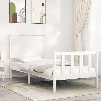 Bedframe zonder matras massief grenenhout wit 90x200 cm